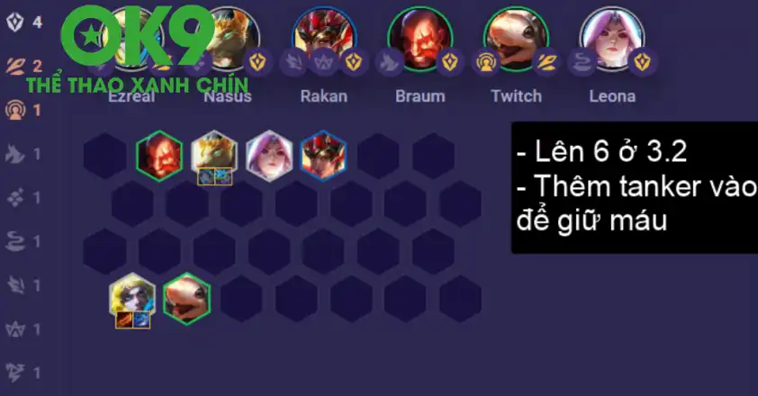 Đội hình giữa game